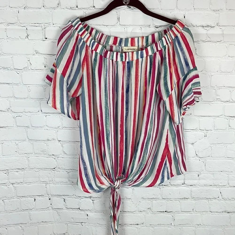 ee:some Off Shoulder Bottom Tie Blouse Size Small